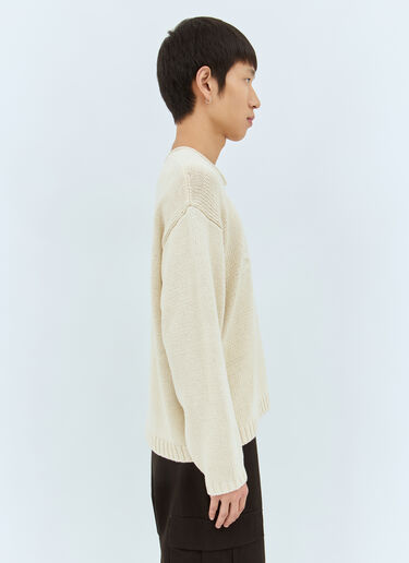 Stüssy ロールVネックロゴセーター クリーム sts0158008