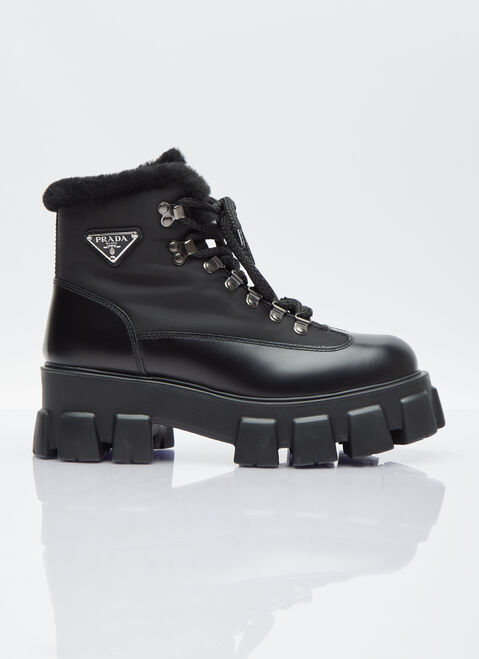 Prada Monolith Leather Boots White pra0254013
