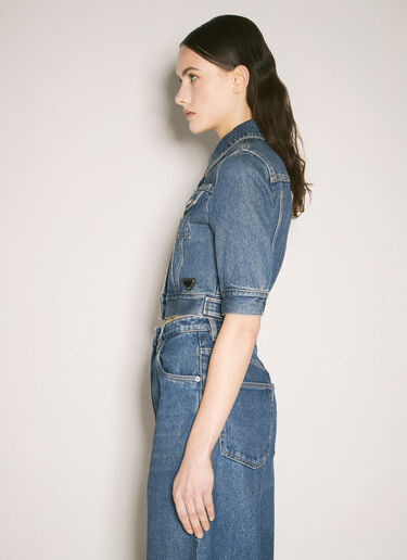 Prada Cropped Denim Jacket Blue pra0259020