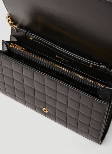 Saint Laurent Cassandre Matelassé Carré Chain Wallet Black sla0252083