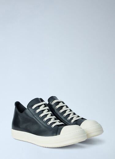 LN-CC® - Rick Owens: Leather Low-Top Sneakers - Black Rick Owens Leather Low-Top Sneakers Black ric0165005