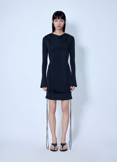 LN-CC® - KNWLS: Cu Hooded Mini Dress - Black KNWLS Cu Hooded Mini Dress Black knw0266018