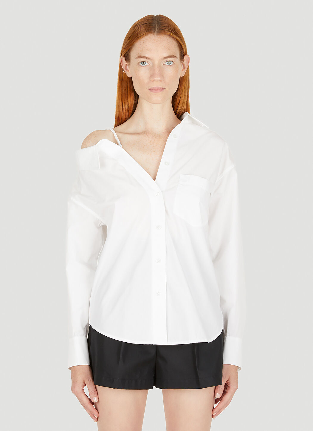 Alexander Wang Women s Off Shoulder Scrunchie Shirt in White LN CC