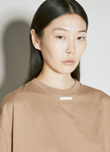 Prada 디스트레스트 트리밍 티셔츠 베이지 pra0256006