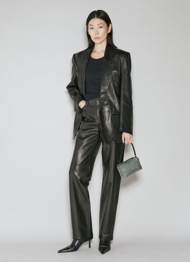 Alexander Wang Fly Leather Wide Leg Pants Black awg0253026