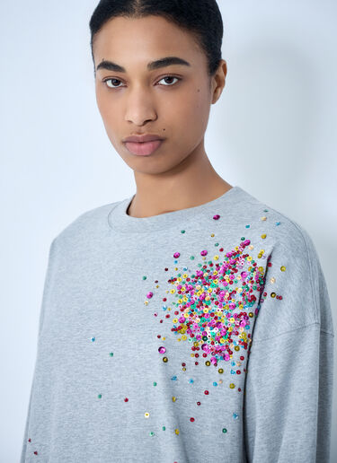 Dries Van Noten Embellished Cotton Jersey Top Grey dvn0263001