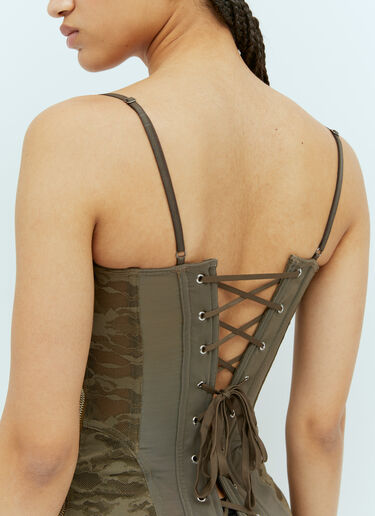 SAVAGE X DIESEL Camo-Lace-Corset Slip Top Brown dsf0258008