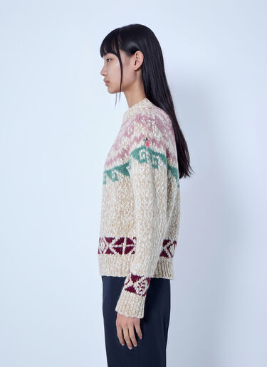LN-CC® - Moncler Grenoble: Geometric Jacquard Wool Blend Jumper - Beige Moncler Grenoble Geometric Jacquard Wool Blend Jumper Beige mog0265013