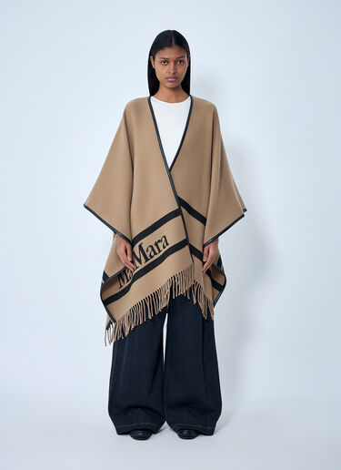 Max Mara Logo Motif Poncho Camel max0263048