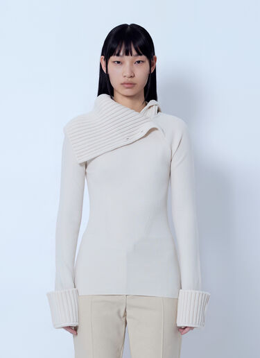 LN-CC® - Sportmax: Ribbed Knit Sweater - White Sportmax Ribbed Knit Sweater White spx0266207