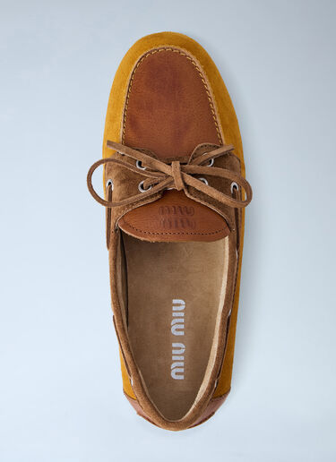Miu Miu Suede Boat Shoes Brown miu0264030