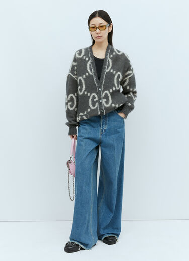 Gucci Reversible GG Mohair-Blend Cardigan Grey guc0255021