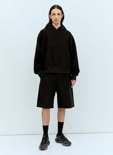 Moncler 볼록한 로고 후드티셔츠 블랙 mon0156012