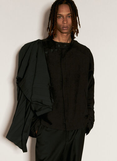 Yohji Yamamoto 打褶罩层衬衫 黑色 yoy0156005