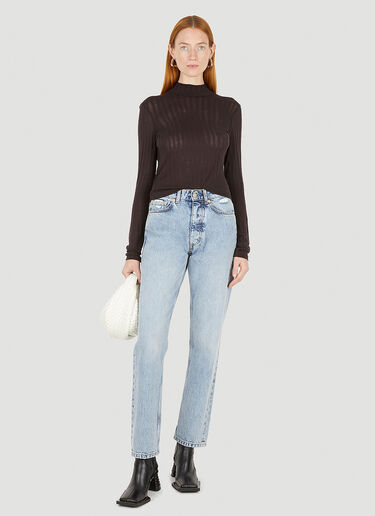 Eckhaus Latta Shrunk High Neck Knit Top Brown eck0251002