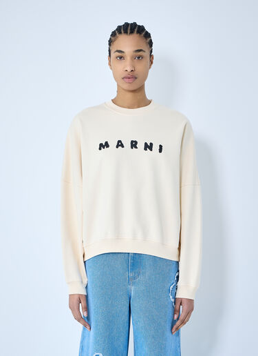 Marni Logo Print Sweatshirt Beige mni0259002