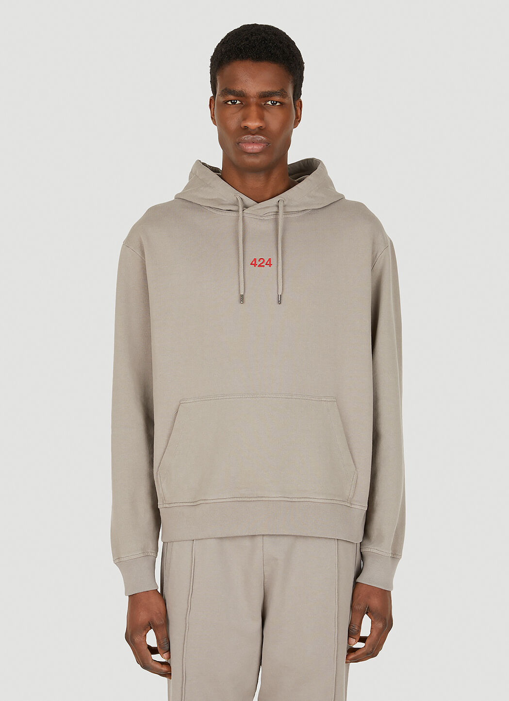 Embroidered hooded sweatshirt top