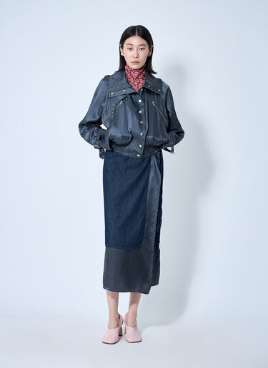 Dries Van Noten Denim And Satin Wrap Skirt Navy dvn0260007