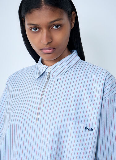 Prada Half-Zip Pinstripe Shirt Blue pra0264040