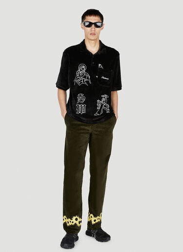 LN-CC® - Saintwoods: Velour Polo Top - Black Saintwoods Velour Polo Top Black swo0151006