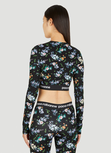 Rabanne Floral Print Long Sleeve Top Black pac0250036