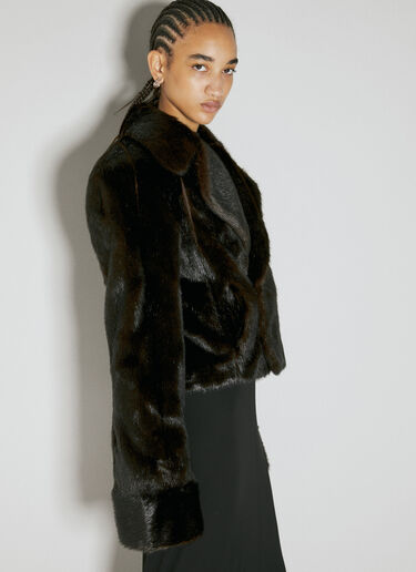 Saint Laurent Faux Fur Short Coat Brown sla0253011