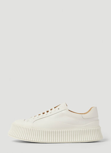 Jil Sander Ribbed-Sole Leather Sneakers White jil0245060