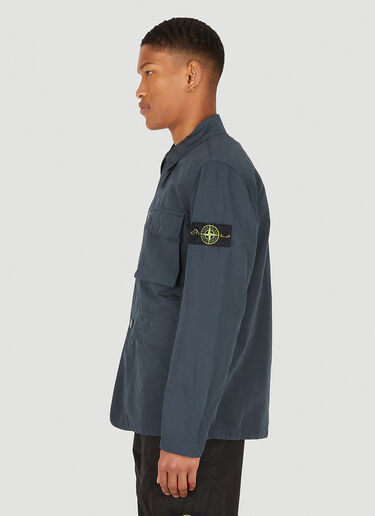 Stone Island Compass Patch Convertible Collar Jacket Blue sto0148030