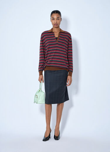 LN-CC® - Prada: Striped Polo Sweater - Red Prada Striped Polo Sweater Red pra0265006