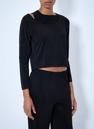 LN-CC® - Issey Miyake: Long Sleeve Cropped Top - Black Issey Miyake Long Sleeve Cropped Top Black ism0264016
