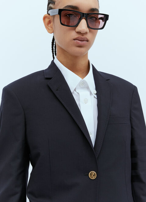 Thom Browne Elongated Single Breasted Wool Blazer Dark Blue thb0253005