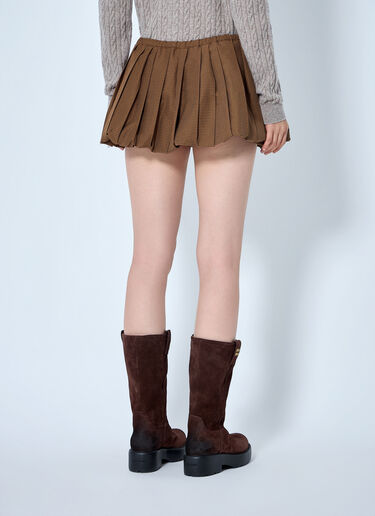 Miu Miu Pleated Gingham Check Mini Skirt Brown miu0265011