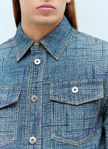 Bottega Veneta Textured Denim Print Shirt Blue bov0155003