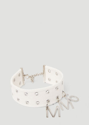 MM6 Maison Margiela ロゴペンダント チョーカーネックレス ホワイト mmm0249044