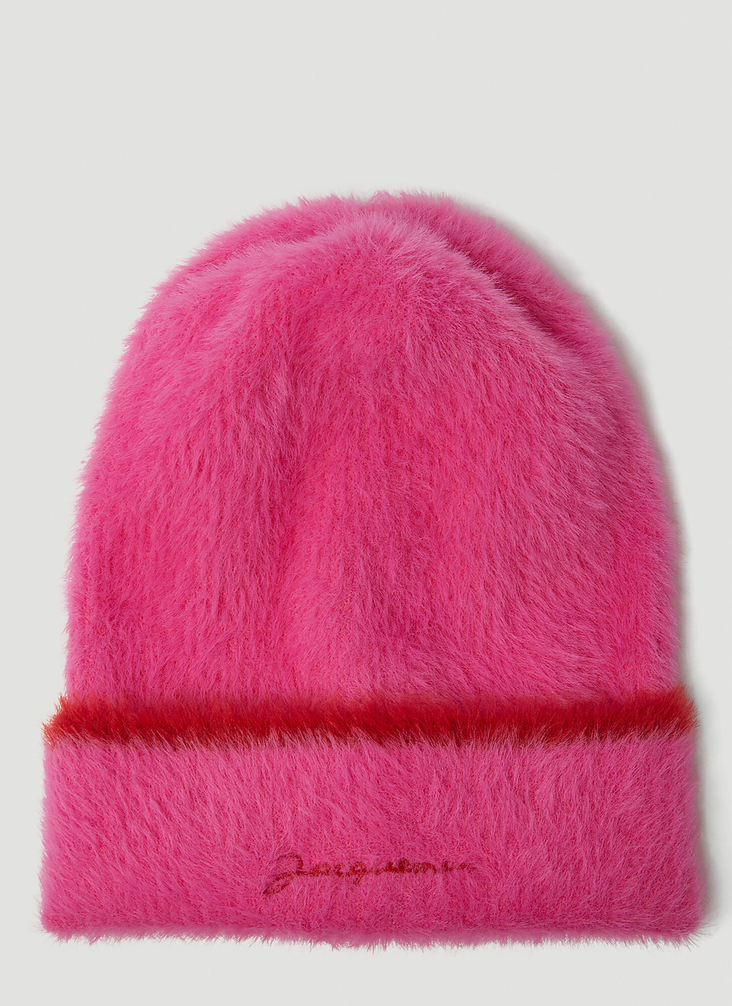 Jacquemus Le Bonnet Brand-embroidered Stretch-woven Beanie In Pink