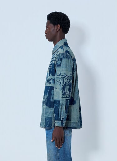 Jean Paul Gaultier Printed Cotton Poplin Shirt Blue jpg0164002