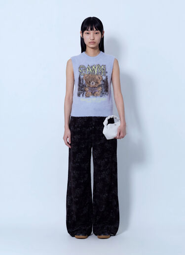 LN-CC® - GANNI: Printed Flock Denim Marri 2.0 Jeans - Black GANNI Printed Flock Denim Marri 2.0 Jeans Black gan0266010