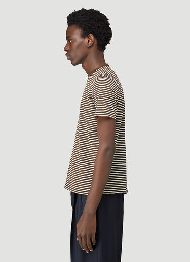 Saint Laurent Striped T-Shirt Brown sla0143010