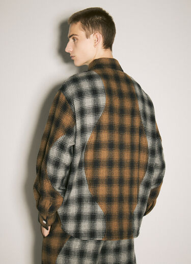 Song for the Mute Plaid Shirt Jacket Brown sfm0158015