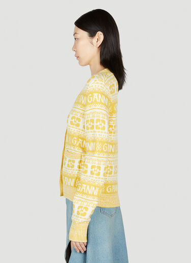 GANNI Logo Button Down Cardigan Yellow gan0253003