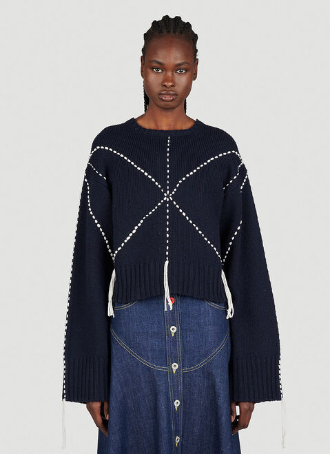 Kenzo Sashiko Stitch Embroidered Sweater Purple knz0253005
