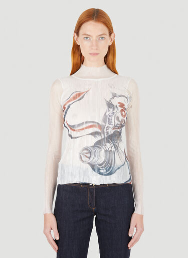 JW Anderson Sheer Pleated Print Underpinning Top White jwa0246025