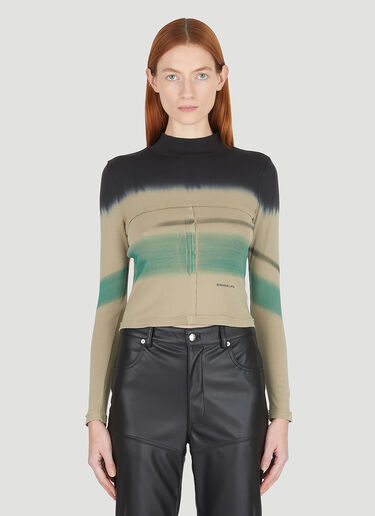 Eckhaus Latta 渐变条纹搭接短上衣 绿 eck0245008