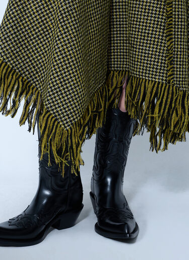 LN-CC® - GANNI: Woollen Check Patchwork Long Skirt - Green GANNI Woollen Check Patchwork Long Skirt Green gan0266014