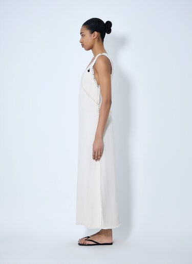TOTEME Bouclé Maxi Dress with Frayed Edges White tot0264015