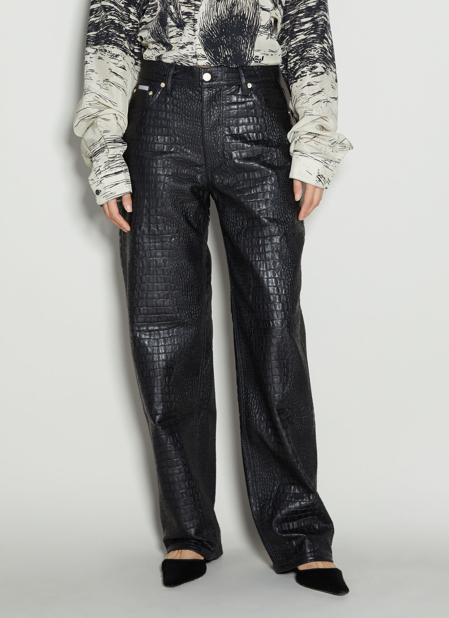 Eytys Benz Straight-leg High-rise Faux-leather Trousers In Black