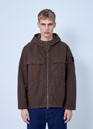 Stone Island Hooded Zip Jacket Brown sto0165098