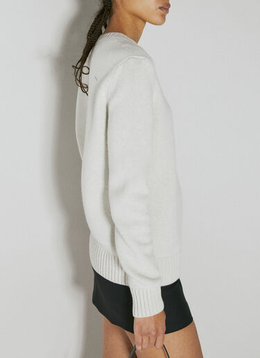 Prada 로고 자수 니트 스웨터 화이트 pra0254013