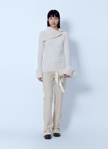 LN-CC® - Sportmax: Ribbed Knit Sweater - White Sportmax Ribbed Knit Sweater White spx0266207