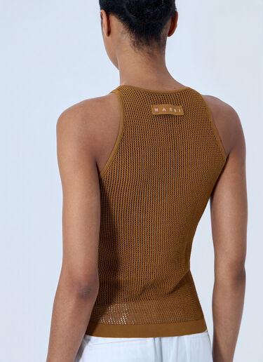 Marni Floral Intarsia Knit Top Camel mni0264005
